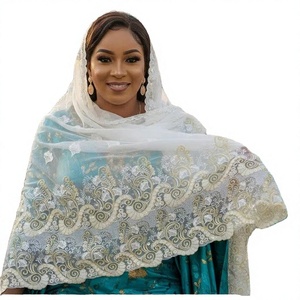 Wholesale Fashion Modal Jersey Lace Hijab <b>Wraps</b> <b>Shawls</b> Muslim Women Scarves Floral Pattern Stretchy Shining Glitter Scarf - Product Image 2