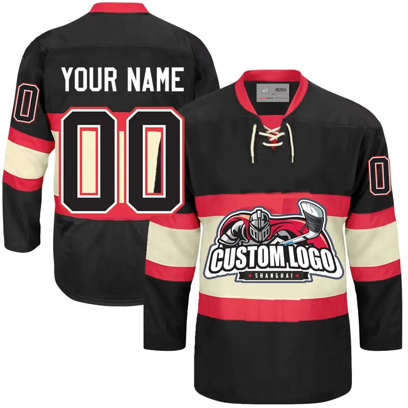 Customized Black Sublimated American Ice Field Hockey Jerseys