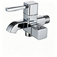 Robinet mural de salle de bain en alliage de zinc à double sortie, cartouche en laiton chromé, design carré, OEM