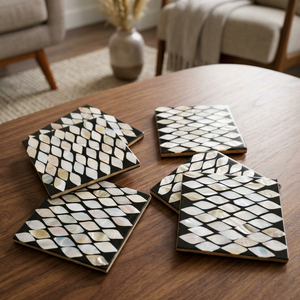 Posavasos con Incrustaciones de Hueso en Forma Rectangular con Diseño de Estrella, en Caja, de Alta Calidad, Ecológicos y Modernos - Product Image 4