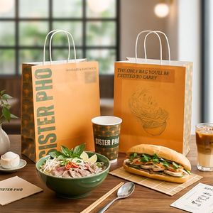 Custom Eco-Friendly Disposable Restaurant Kraft Paper Container Handles Custom Logo Biodegradable Recyclable Fast Food <b>Pasta</b> - Product Image 6