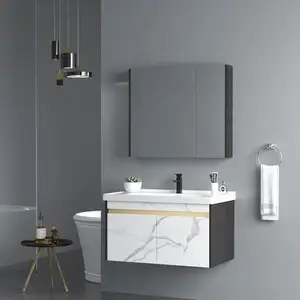 Toilet Rias & Wastafel Cermin Amerika Atasan Cermin Cermin Cermin Kamar Mandi Kabinet Kaki Tinggi Combo Unit Lantai Baja 900Mm Besar