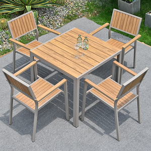 Conjunto de <span class=keywords><strong>Muebles</strong></span> de Jardín Modernos para Patio, Mesa de Aleación de <span class=keywords><strong>Aluminio</strong></span> y WPC, Sillas Apilables para <span class=keywords><strong>Terraza</strong></span>, Resistentes a la Intemperie, para Eventos al Aire Libre - Product Image 1