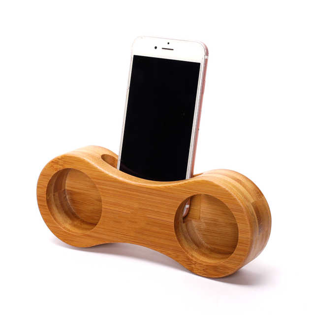 Bamboo Wood Cell Phone Stand Amplifier Modern Stylish Universal Portable Desktop Mobile Phone Holder Projection Touch Sensing