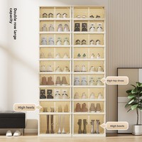 Grand Meuble à Chaussures Double Rangée Pliable en Plastique, Organisateur de Rangement Intégré pour Salon