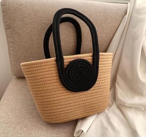 <span class=keywords><strong>2023</strong></span> usine en gros vacances d'été bord de mer plage sacs fourre-tout corde de coton, nouveau design français mini sacs fourre-tout en coton personnalisé - Product Image 1