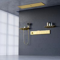 Système de douche encastré Weihao en laiton brossé doré non revêtu avec affichage numérique LED et robinet de douche à température constante