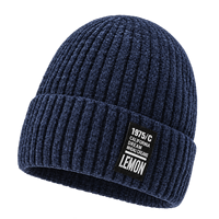 Bonnet en chenille côtelé avec étiquette tissée vintage, revers pliable, bonnet tricoté chaud d'hiver, idéal pour le ski en extérieur et les trajets quotidiens, logo personnalisé