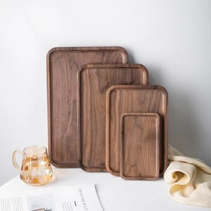 ถาดรองถ้วยน้ำสไตล์ญี่ปุ่นทรงสี่เหลี่ยมผืนผ้าถาดไม้วอลนัทธรรมชาติสีดำวอลนัท - Product Image 2