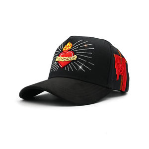 Gorras de Béisbol Bordadas con Llama del Sagrado Corazón, Diseño Atractivo, con Pedrería, para Unisex, Disponibles con Descuento para Pedidos al por Mayor, OEM y ODM - Product Image 3