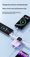 Batterie externe en plastique avec câble intégré 2026, 10000 mAh, support magnétique 3-en-1 pour montre et écouteurs, chargeur portable 22,5 W pour l'export