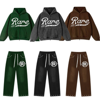 USA Zip-up pakaian olahraga oleh Acid Wash pria longgar Hoodie Sweatpants berlian imitasi cetak termal atletik Flare untuk musim dingin harga rendah