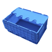 Conteneurs en plastique durables et empilables de 600*400*280mm pour la logistique et l'agriculture, avec couvercle rabattable et perforation pour le transport de fils métalliques