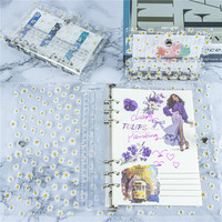 Protège-cahier A5 A6 A7 transparent avec anneaux de 20 mm, album photo, coque de carnet mignonne, motif marguerite, dossier de planification en PVC pour recharge de notes