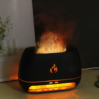 Diffuseur d'huiles essentielles ultrasonique 3-en-1 avec flamme de simulation de 7 couleurs 200ml Diffuseur d'arôme en grain de bois de roche salée de l'Himalaya