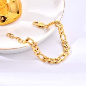 Pulsera de Cadena Chapada en Oro Más Vendida, Acero Inoxidable NK 3:1, Cadenas Cubanas y Figaro - Product Image 3