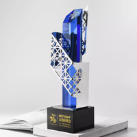 Trophée en cristal personnalisé créatif atmosphère de haute qualité science et technologie sens de l'ingénierie du bâtiment trophée en métal prix