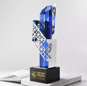Trophée en cristal personnalisé créatif atmosphère de haute qualité science et technologie sens de l'ingénierie du bâtiment trophée en métal prix - Product Image 3