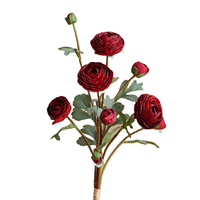 Fleurs artificielles en soie de renoncule, grands tiges florales artificielles bordeaux, arrangement pour vase d'Halloween et de mariage, décoration de table pour fêtes à domicile