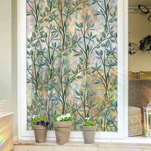 Stained Glass Privacy <strong>Window</strong> <strong>Film</strong> Rainbow Green Leaves Glass Door <strong>Film</strong> Static Cling <strong>Window</strong> Cling <strong>Covering</strong> for Home and Office - Product Image 1