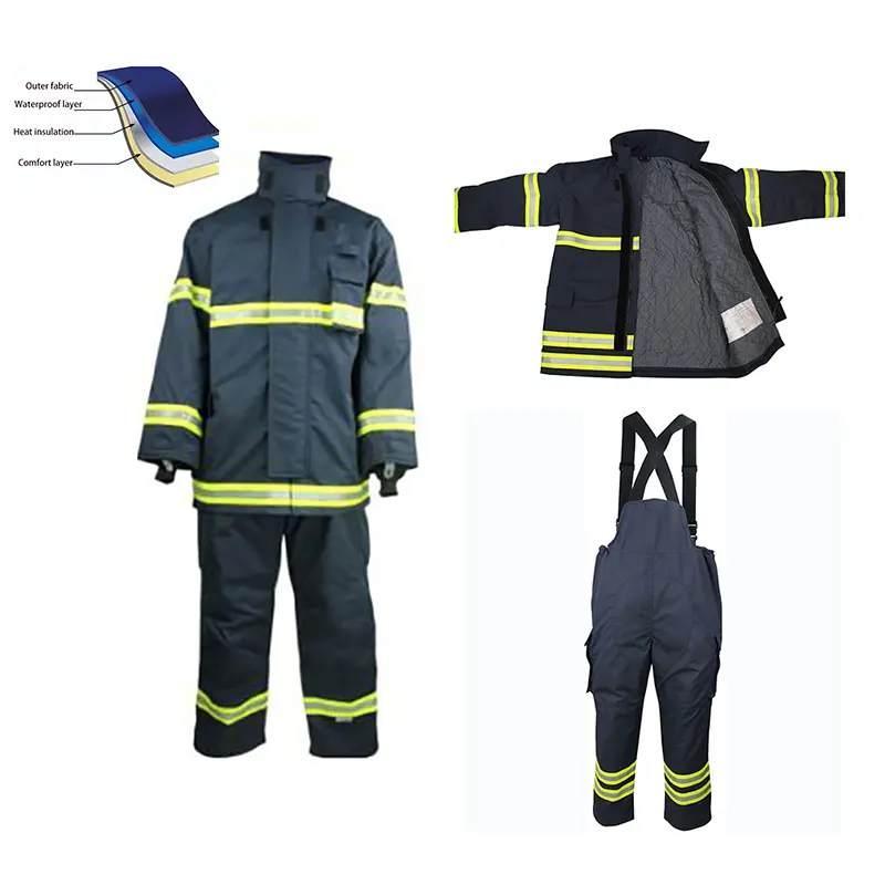 European Standard EN469 Fire Fighting Suits Four Layers of Fabric Fireman Uniform