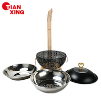 TIANXING Chauffe-plats en acier inoxydable pour buffet, ensemble de chauffe-plats de luxe en noir avec couvercle pour fête de mariage