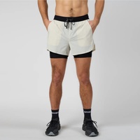 Shorts de sport taille haute pour homme, noir, avec effet froncé aux fesses, pour la course, avec entrejambe de 7, 3 ou 4 pouces