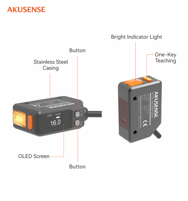 Square Triangulation Measuring Sensor with Diffuse Reflection and IP67 ...