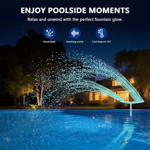 Fontaine <span class=keywords><strong>de</strong></span> <span class=keywords><strong>piscine</strong></span> solaire portable et pliable avec lumières RGB, cascade et double pulvérisateur réglable pour <span class=keywords><strong>piscine</strong></span> creusée - Product Image 5