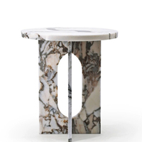 Table basse de salon Cammy Stone Ocean Storm en marbre, style moderne de luxe, table d'appoint multifonctionnelle, mobilier de maison