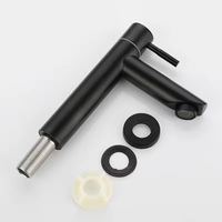 Robinet de lavabo en acier inoxydable noir mat à installation facile, monocommande eau chaude/froide, pour salle de bain, économiseur d'eau