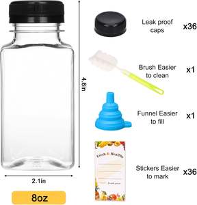 PET Square Beverage Bottles for Juice Business. 60ml 120ml 250ml 350ml 500ml 1000ml <b>French</b> Smooth Beverage Bottle With Cap - Product Image 3