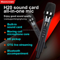Micrófono Dinámico H20 con Tarjeta de Sonido, Eco, Reverberación Todo en Uno, Conexión para Teléfono Celular, Micrófono para Podcast, Equipo de Canto en Vivo