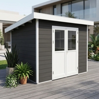 Caseta de Jardín Moderna Serie D de Fácil Instalación, Fabricada en Madera WPC y Acero, para Exteriores, con Vidrio Resistente a Impactos