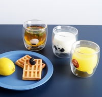 Offre Spéciale Rentrée Scolaire – Tasse en Verre Borosilicate 250 ml à Double Paroi, Sans BPA, Résistante à la Chaleur, Motif Ours Mignon, Idéale pour le Café