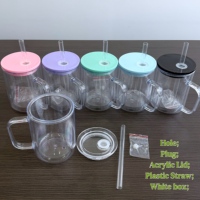Mug boule à neige en plastique de 17 oz avec poignée, gobelet boule à neige en acrylique avec trou pré-percé, bouteille à double paroi pour paillettes DIY