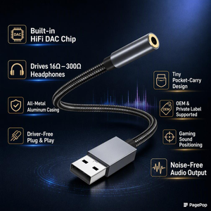 Mini DAC USB Portátil, Decodificador de Audio, Compatible con Auriculares de 16-300Ω, Carcasa de Aluminio, Sin Controladores, Suministro al por Mayor para Vendedores - Product Image 1