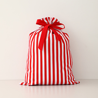 Sac de Noël en toile à rayures, imprimé bonhomme de neige, personnalisable, réutilisable, avec cordon de serrage, pour bonbons de Noël, vente en gros