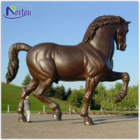 Vente en gros pas cher Antique Casting Bronze Cheval Statue Debout Laiton Animal Sculpture à vendre