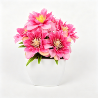 Plante artificielle en pot de style nordique haut de gamme, réaliste, mini lotus en soie, bonsaï fait main, longue durée, doux, pour le Nouvel An