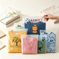 Sacs à fermeture éclair en CPE givré imprimés sur mesure avec des motifs de dessins animés mignons, pochettes refermables pour vêtements, accessoires pour vêtements d'enfants, emballage pour vêtements