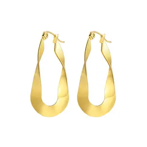 Pendientes de moda al por mayor hipoalergénico quirúrgico de acero inoxidable 18K chapado en oro pendientes de tira de MOBIUS