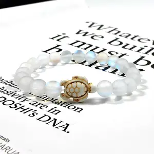 INS Style Bracciale Tartar uga Marina Natur kristall Perlen Meeres schildkröte Armband Großhandel 8MM einfarbig elastische Perlen Armband
