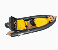 Nouveau Bateau de Luxe 25 Pieds 7,6 m de Loisir en Fibre de Verre, Coque Rigide Noire Zodiac Hypalon, Bateau Pneumatique de Pêche, Ponton Sportif