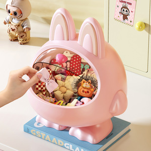 Desktop Hair Accessory Storage Box Round Cartoon Covered Organizer for Hair Ties Headbands Large Capacity Standing Type - Product Image 1