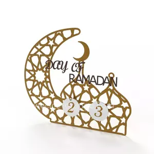 Calendrier décoratif Ramadan en forme de croissant de lune 2022, ornement de bureau, cadeau EID