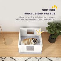 Boîte de mise bas en bois pour petits chiens 33,1 po x 31,5 po x 18,9 po avec tapis de mise bas imperméable, entrée réglable et patins antidérapants sécurisés
