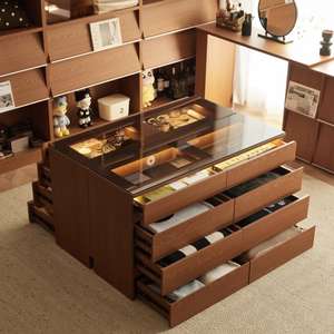 Armoires modernes de luxe et rangement modulaire sur mesure pour salon, îlot de rangement en bois massif - Product Image 6