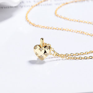 Kalung Liontin Perak <span class=keywords><strong>Sterling</strong></span> 925 Perhiasan Kalung Hati Bintang Zirkon Berlapis Emas Set Anting Tusuk untuk Wanita - Product Image 3