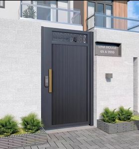 Porte battante en aluminium au design moderne, avec charnière française, pour entrée principale, sécurité, antivol, diverses spécifications - Product Image 5